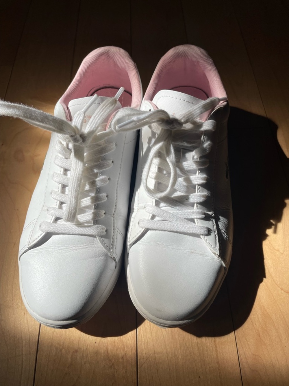 Classic Women's White Sneakers with Pink Lining